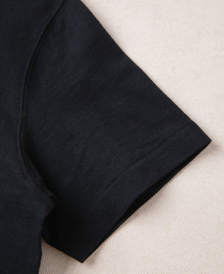 7.4 oz Slub Cotton Loopwheel Tubular Pocket T-Shirt - Black