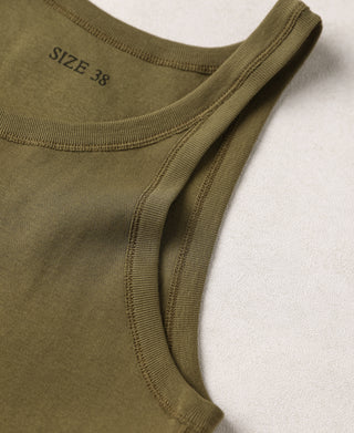 Military Cotton Tank Top - Olive