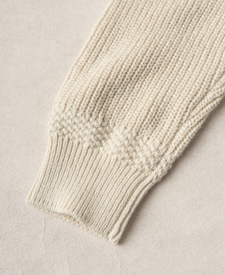Rib & Seed-Stitch US Cotton Knit Sweater