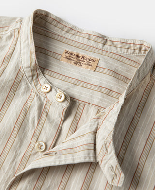 Colour Stripe Band Collar Shirt - Apricot