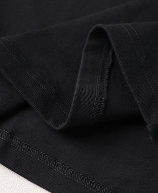 hem detail of Black Short Sleeve Henley T-Shirt