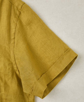 1950s Italian Collar Linen Shirt - Mustard