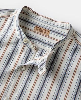 Colour Stripe Band Collar Shirt - White