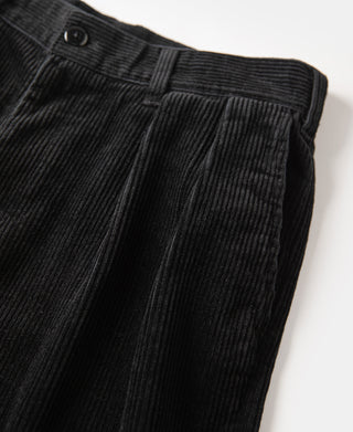 1960s Double Pleated Corduroy Trousers - Black