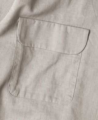 Lot 220L 1940s Linen-Cotton Open Collar Shirt - Khaki Gray