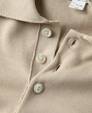 Lot 910L Long Sleeve Knitted Polo Shirt - Apricot