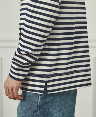 Classic Fit Breton Stripe Cotton Jersey Hoodie