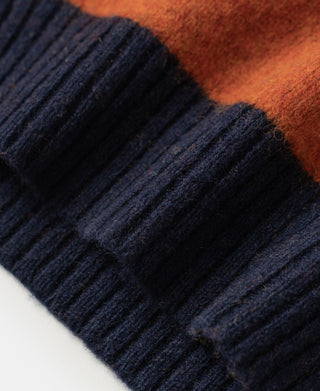 Brushed Wool Striped Sweater - Dark Blue/Orange