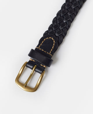 Braided Leather Belt - Black