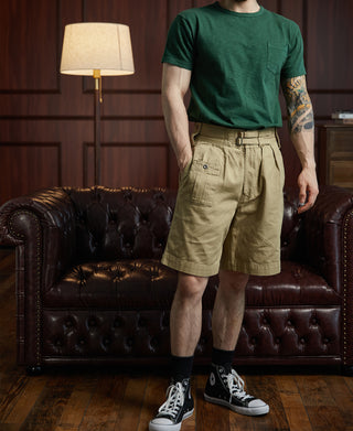 Lot 102 1940s Heavyweight Slub Pocket T-Shirt - Dark Green