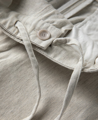 Retro Drawstring Slub Cotton Straight-leg Trousers