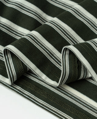 Heavyweight Stripe Crewneck Long Sleeve T-Shirt - White/Green