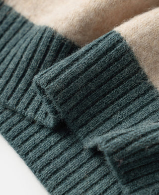 Brushed Wool Striped Sweater -  Blue/Apricot