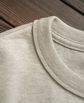 10.5 oz Loopwheel Tubular Henley Shirt - Oatmeal - Size S