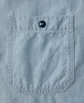 Military Wash Chambray Workshirt - Washed Blue