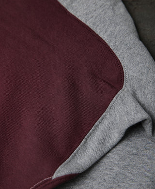 14 oz Contrast-Tipped Loopwheel Crewneck Sweatshirt - Red/Gray