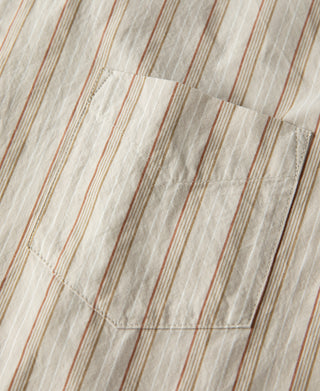 Colour Stripe Band Collar Shirt - Apricot