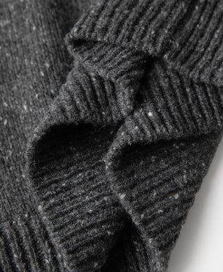 Roll Neck Pure Wool Fisherman Sweater - Dark Gray