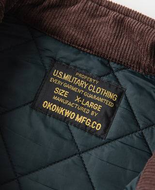 Corduroy Trimmed Diamond Quilted Field Vest – Dark Green