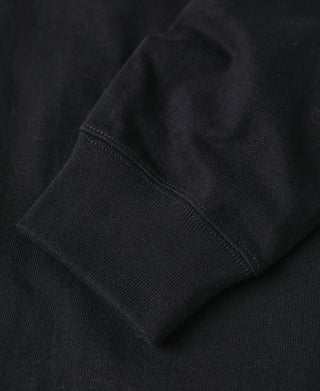 1930s 10.5 oz Cotton Loopwheel Tubular Henley Shirt - Black