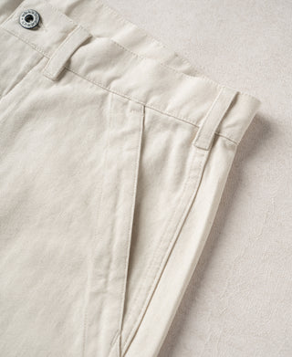 1940s USN-Inspired Herringbone Deck Trousers - White