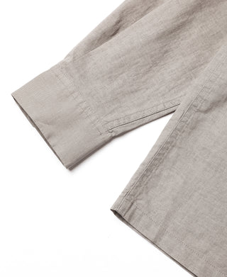 Lot 220L 1940s Linen-Cotton Open Collar Shirt - Khaki Gray