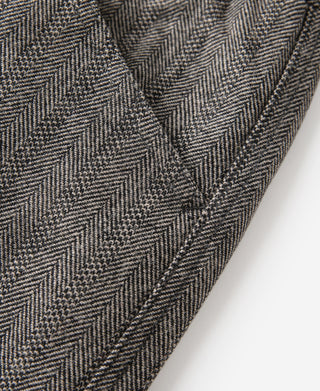 Wool Blend Herringbone Work Trousers - Light Brown