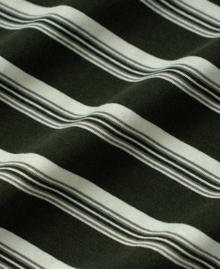Heavyweight Stripe Crewneck Long Sleeve T-Shirt - White/Green
