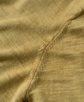 Slub Cotton Long Sleeve Knit Polo - Mustard