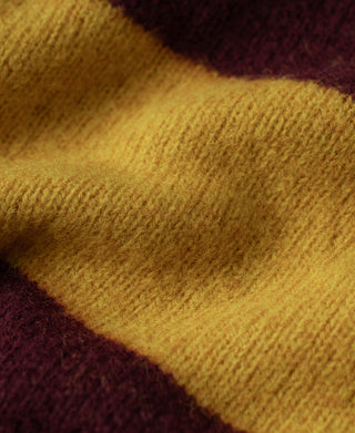 Brushed Wool Striped Sweater - Wine Red/Yellow