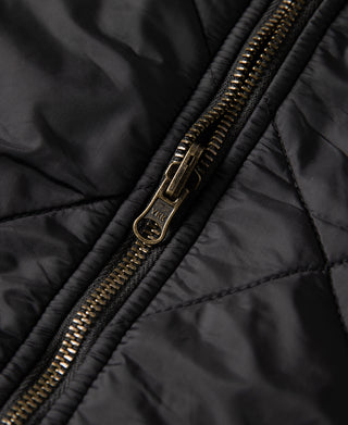 Reversible Diamond Quilted Stand-Collar Jacket - Black