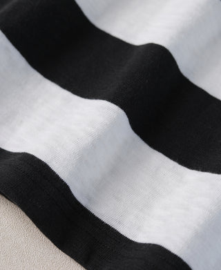 Slub Cotton Wide Striped T-Shirt - Black/White