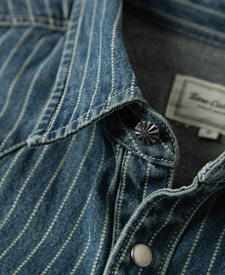 Slim Fit Wabash Striped Indigo Western Shirt