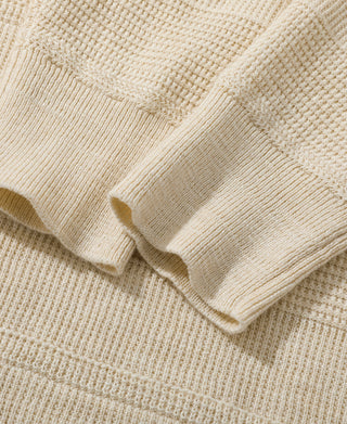 Waffle Knit Jacquard Henley Shirt - Apricot