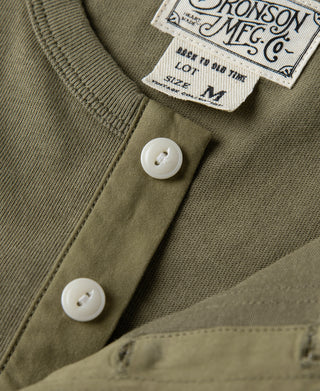 button detail of Green Short Sleeve Henley T-Shirt