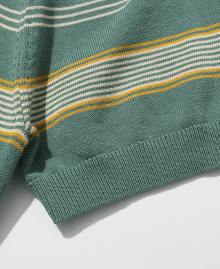 1950s Ribbed Striped Knit T-Shirt - Green