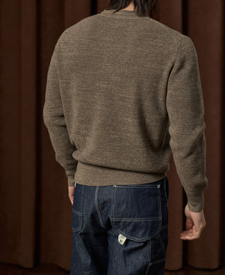 Textured Melange Knit Henley Shirt - Taupe