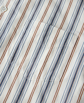 Colour Stripe Band Collar Shirt - White