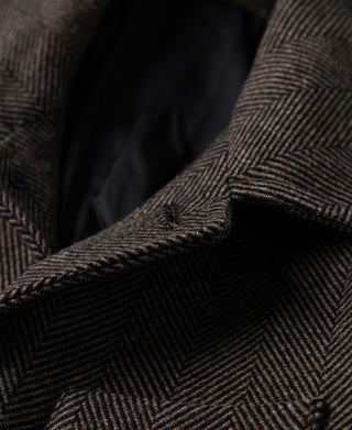 1920s Brown Herringbone Tweed Balmacaan Coat