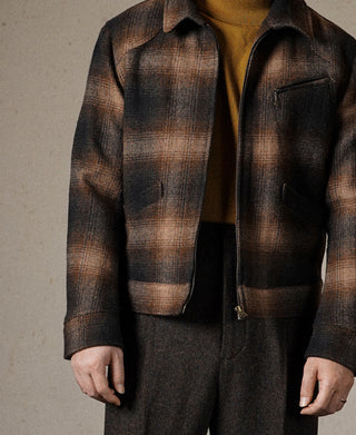 1930s Wool Shadow Plaid Tweed Cossack Jacket