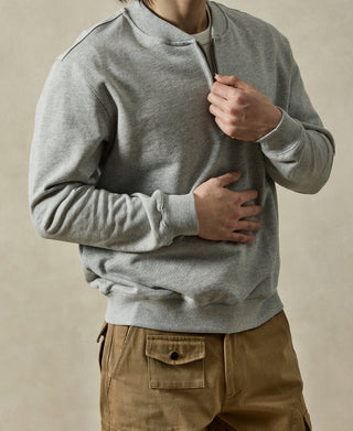 Vintage Baseball Collar Quarter-Zip Sweatshirt - Gray