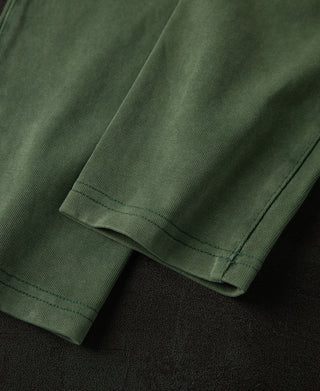 cuff detail of Green Sun-Washed Cotton Long Sleeve T-Shirt 