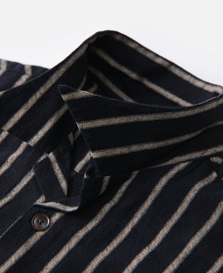 Open Collar Old Time Stripe Color Woven Shirt