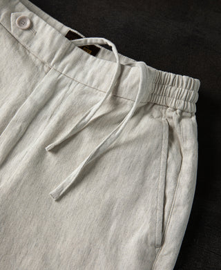 Retro Drawstring Slub Cotton Straight-leg Trousers