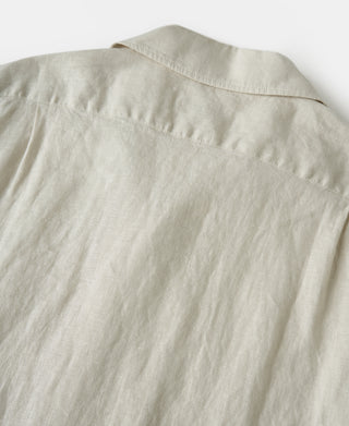 1950s Italian Collar Long-Sleeve Linen Shirt - Apricot