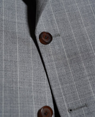 1940s Gray Striped Wool Single-Breasted Suit Jacket