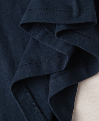 7.4 oz Slub Cotton Loopwheel Tubular Pocket T-Shirt - Navy