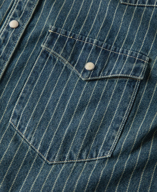 Slim Fit Wabash Striped Indigo Western Shirt