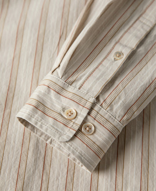 Colour Stripe Band Collar Shirt - Apricot