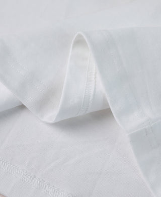 hem detail of White Short Sleeve Henley T-Shirt